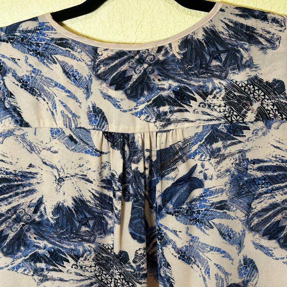RED Saks Fifth Avenue nude‎ floral sheer fringe top size S - Picture 8 of 9